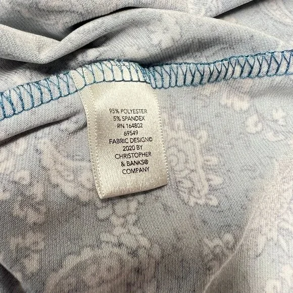 CJ Banks Blue Paisley Round-Neck Short Sleeve  Shift Dress - Women's 2X - Picture 4 of 6